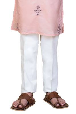 Beige embroidered silk boys-kurta-pyjama 4