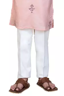 Beige embroidered silk boys-kurta-pyjama