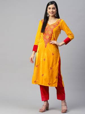 Velvet yellow and pink suit set (set of 2) 1