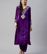 Velvet purple suit set with silver embroidery (set of 2)