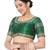 Salwar Studio Women's Green Silk Blend Embroidered Readymade Saree Blouse