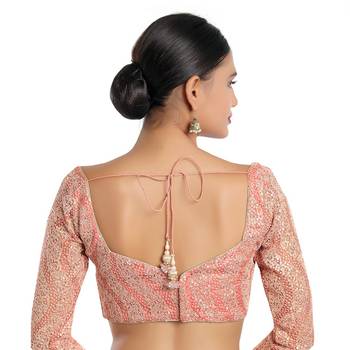 Salwar Studio Women's Grey Georgette Readymade Saree Blouse 2