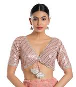 Pink Georgette Sequin Work Readymade Blouse
