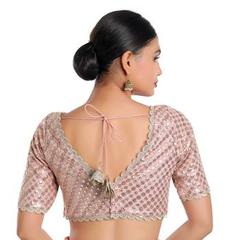 Pink Georgette Sequin Work Readymade Blouse 2