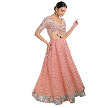 Pink Georgette Sequin Work Readymade Blouse 4