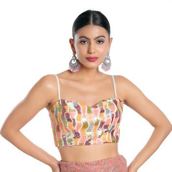 Salwar Studio Women's Gold Silk Readymade Saree Blouse 1