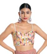 Salwar Studio Women's Gold Silk Readymade Saree Blouse