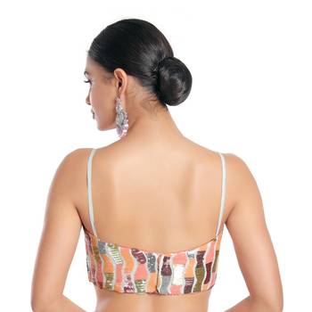 Salwar Studio Women's Gold Silk Readymade Saree Blouse 2