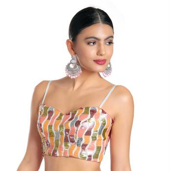 Salwar Studio Women's Gold Silk Readymade Saree Blouse 3