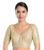 Salwar Studio Women's Golden Silk Readymade Saree Blouse