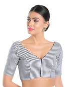 Salwar Studio Women's Maroon Cotton Readymade Saree Blouse