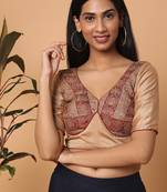 Salwar Studio Women's Red Cotton Readymade Saree Blouse