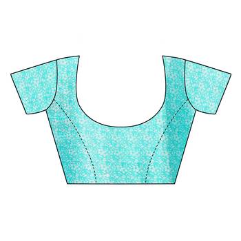 Turquoise printed chiffon saree with blouse 5