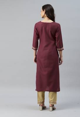 Maroon Embroidered With Gota Patti Ruby Cotton Kurta Pant Set 2