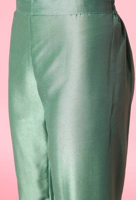 Green Floral Zari Embroidered Cotton Blend Kurta Pant Set 4