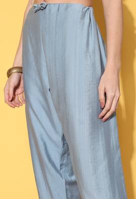 Grey Zari Sequence Embroidered Viscose Straight Kurta Pant Set 4