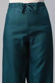 Teal Sequence Work Ruby Cotton Straight Kurta Pant Set