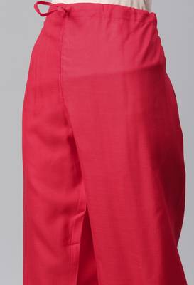 Rust Sequence Work Ruby Cotton Straight Kurta Pant Set 4