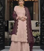 Georgette Palazzo Salwar Kameez in Baby Pink