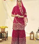 Rani pink Color Georgette Sequince Work Palazzo Suit