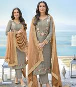 Grey Color Chinnon Georgette Trendy Salwar Kameez