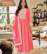 Pink Embroidered Georgette Sharara Salwar Kameez