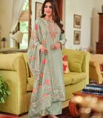 Pastel Green Color Viscose Silk Handwork Straight Salwar Suit