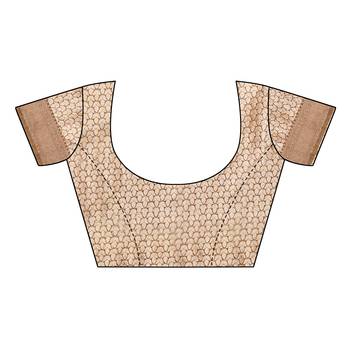 Beige woven organza saree with blouse 4
