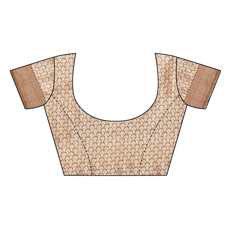 Beige woven organza saree with blouse