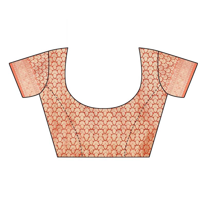 Peach woven organza saree with blouse