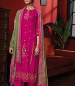 Awesome pure rayon winter wear pink embroidered salwar suit