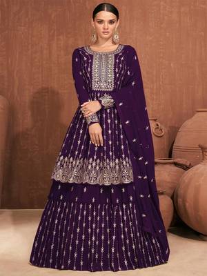 Women's Purple Faux Georgette Stitched Top With Stitched Faux Georgette 1