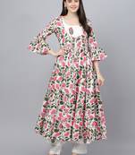 White printed cotton ethnic-kurtis