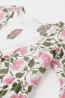 White printed cotton ethnic-kurtis