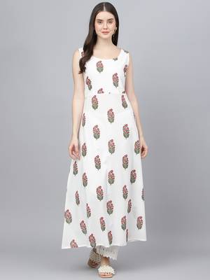 White printed cotton ethnic-kurtis 3