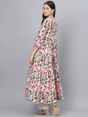 White printed cotton ethnic-kurtis 5