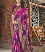 Purple woven banarasi saree with blouse