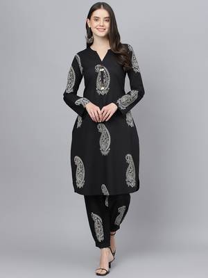 Black floral print cotton salwar 2