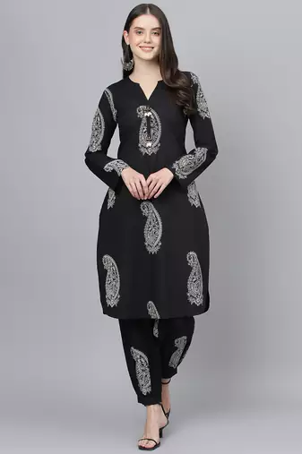 Black floral print cotton salwar