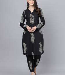 Black floral print cotton salwar