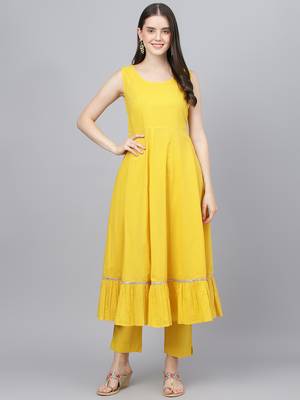 Yellow floral print cotton salwar 3