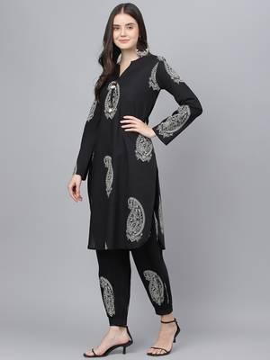Black floral print cotton salwar 3