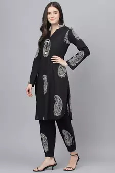 Black floral print cotton salwar