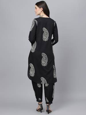 Black floral print cotton salwar 4