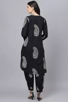 Black floral print cotton salwar