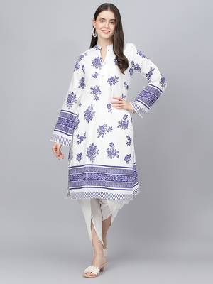 White floral print cotton salwar 1