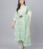 Green floral print cotton salwar