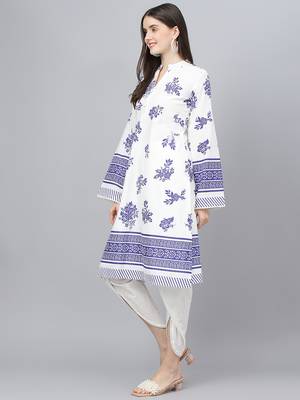 White floral print cotton salwar 2