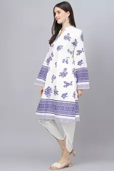 White floral print cotton salwar