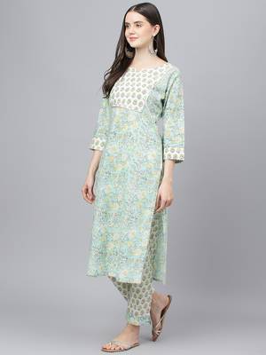 Green floral print cotton salwar 2
